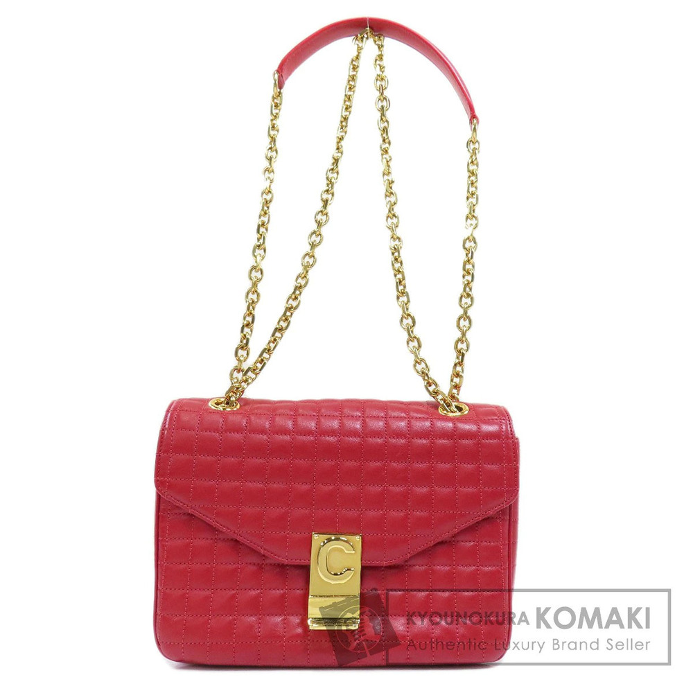 Celine Chain Shoulder Bag C Square Stitch Calfskin